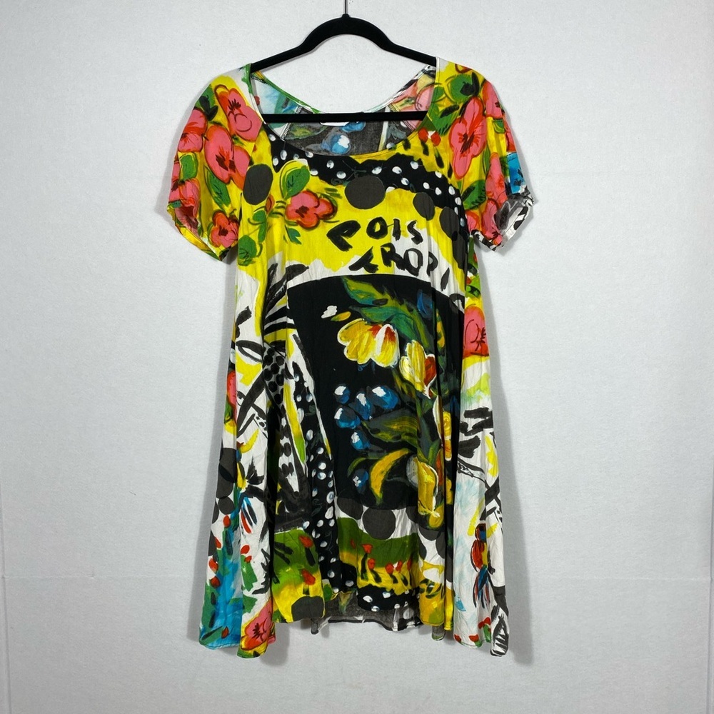 Jams World colorful graphic print babydoll mini dress size medium
